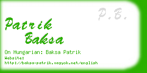 patrik baksa business card